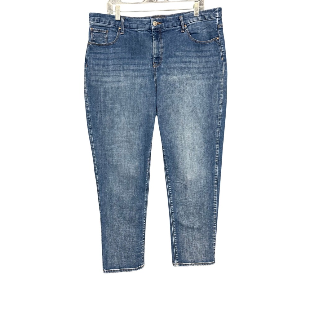 Chicos Jeans 3 Womens 16 Blue So Slimming Ankle Medium Wash Stretch Straight Leg